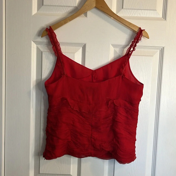 Vintage 100% Silk Red Ruffled Tank Top ❤️♥️❤️ - Picture 7 of 10